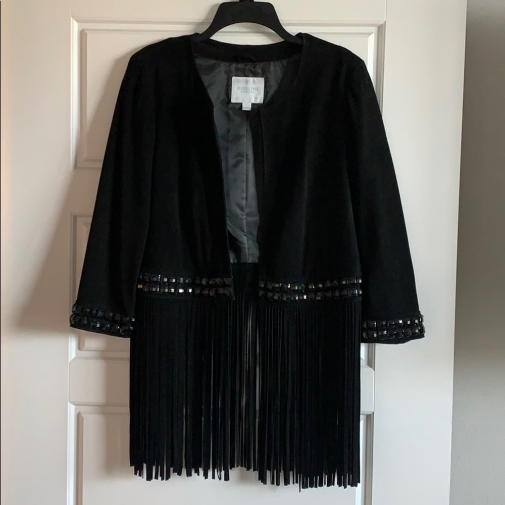 PIPERLIME Suede Leather Fringe Jacket